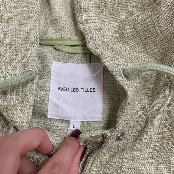 Avec Les Filles Jacket Women L Large Artichoke Zip Up Lightweight Utility Pocket - Picture 9 of 12